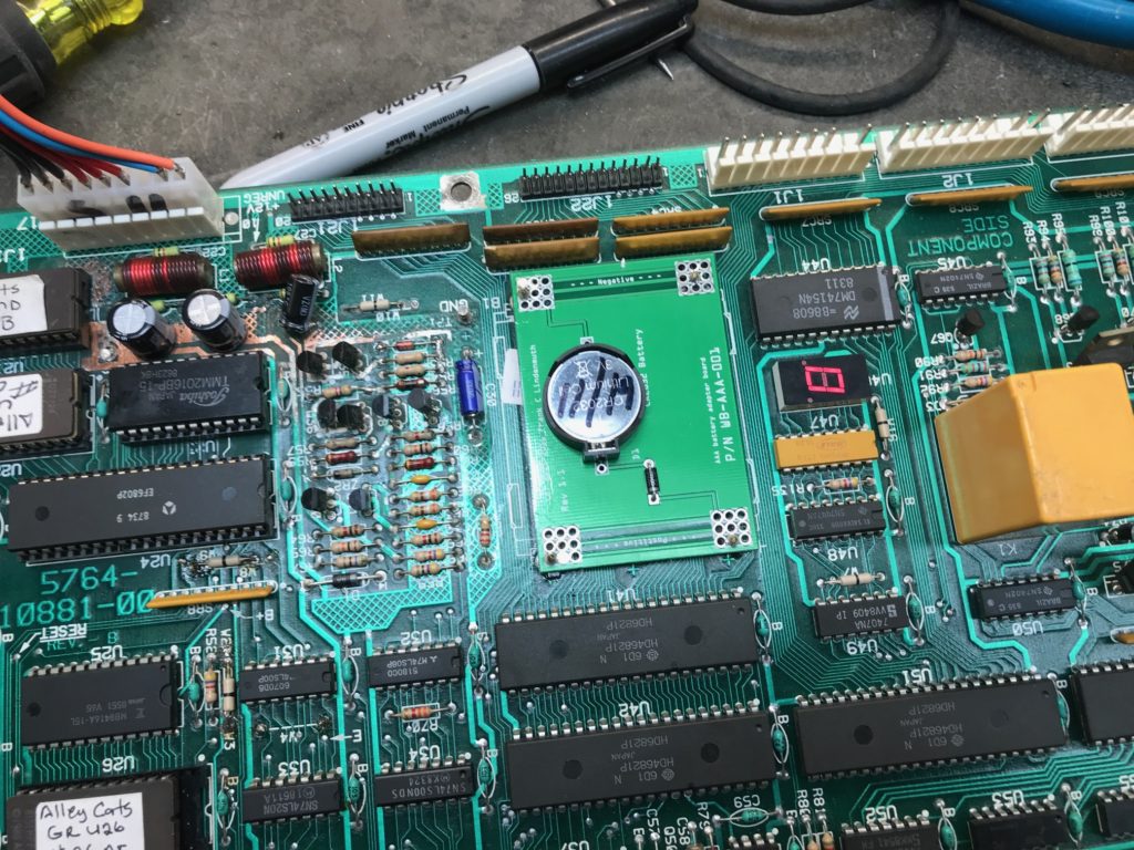 Williams System 11 logic board reset and battery section