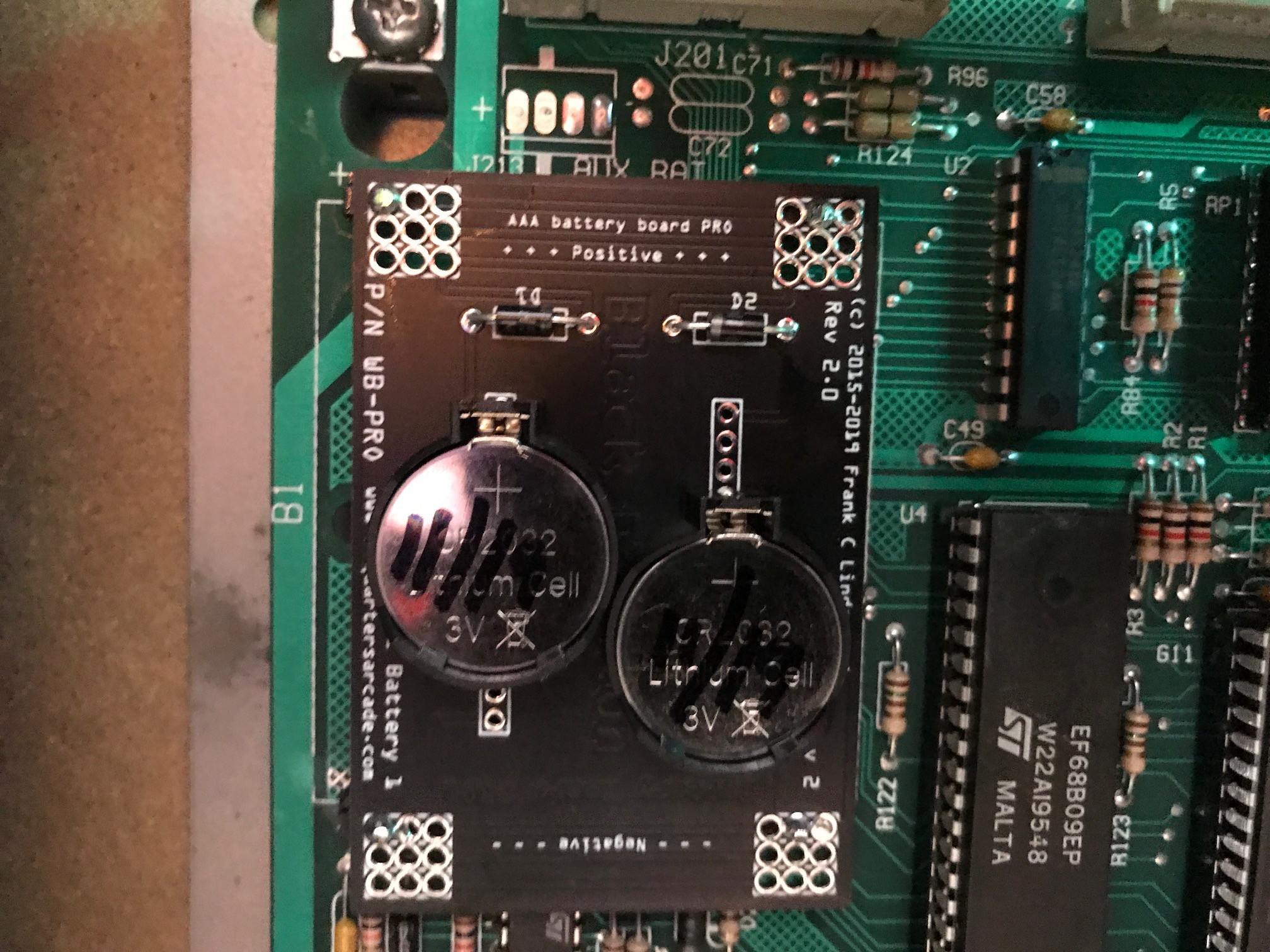 Frank's Battery Board Pro Black Installed in a William's WPC-95 Logic Board Pic 4